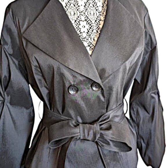 NWT Stunning Samuel Dong Blouse with Ruched Sleeves Size L. - Picture 2 of 5